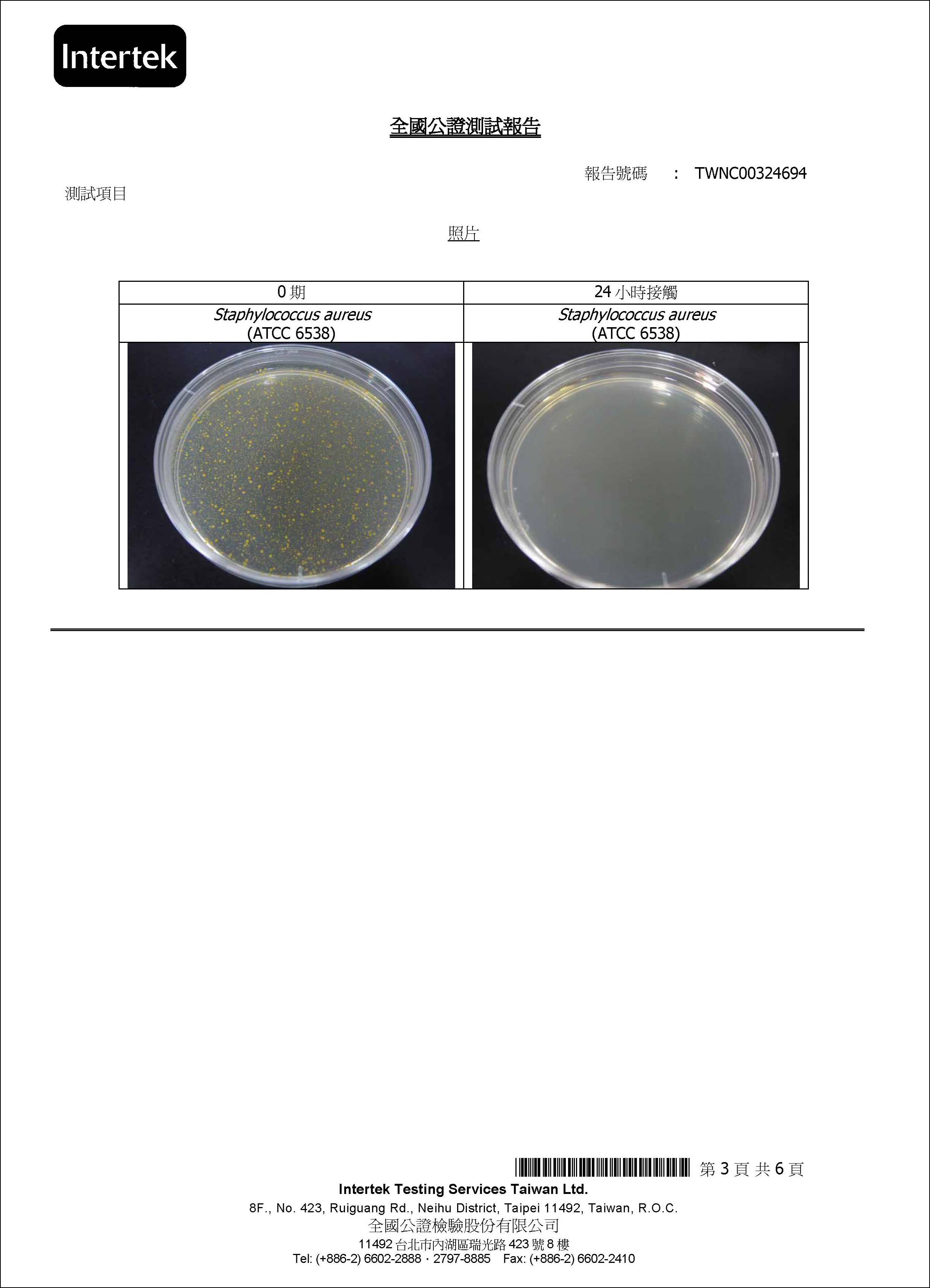 ARC-FLASH光觸媒加工試片抗菌試驗3